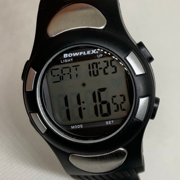 Bowflex men digital watch 42mm day date  chrono black silver tone quartz running - Picture 2 of 7